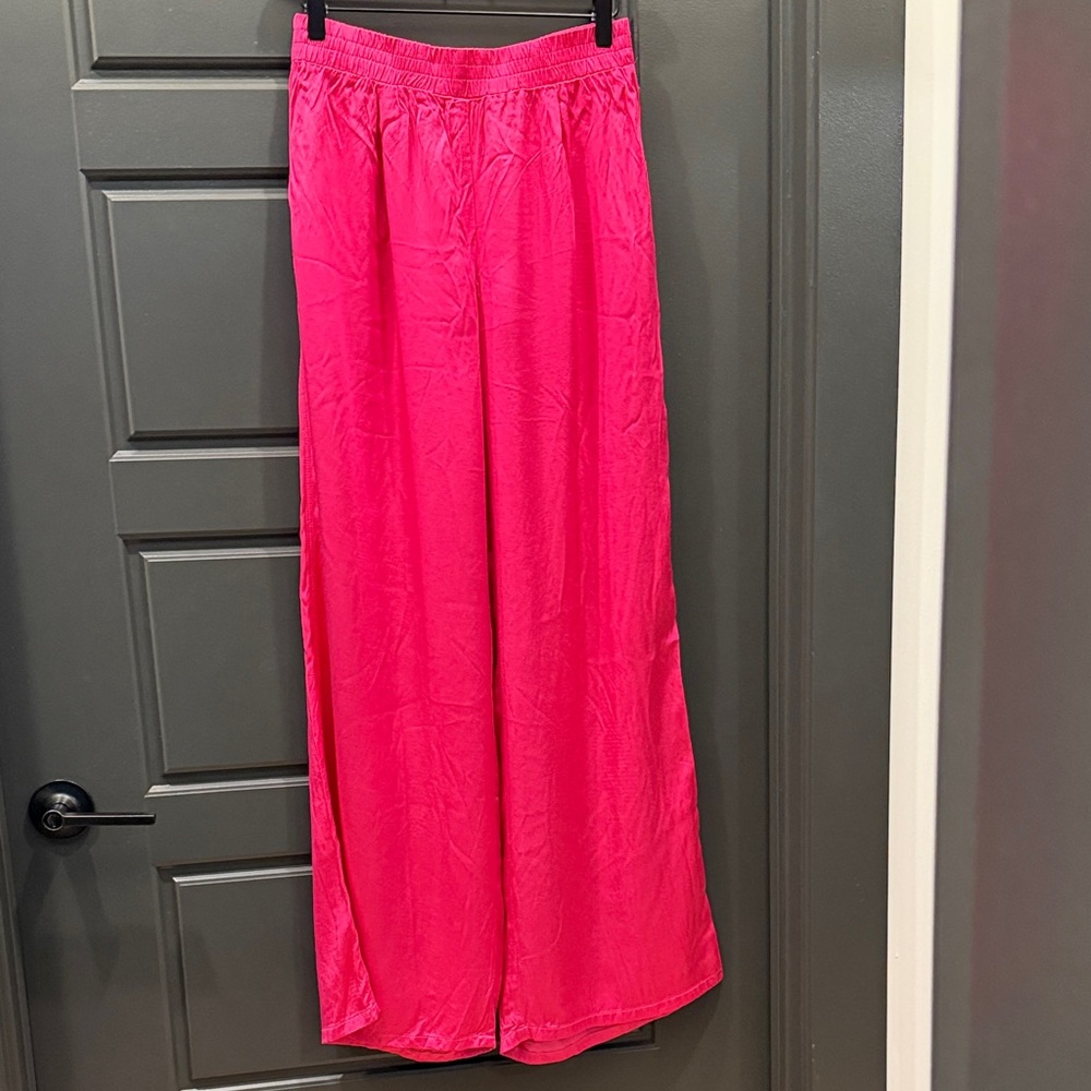 Bright Pink Wide Leg Women's Pants